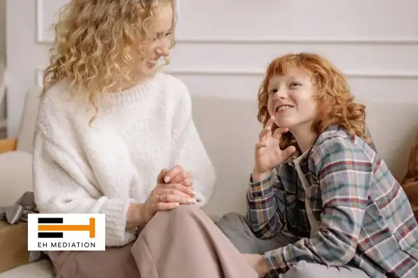 Happy mother and child after sorting child arrangements mediation Melton Mowbray