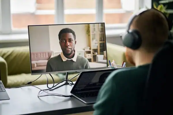 Man attending online mediation Melton Mowbray MIAMS session